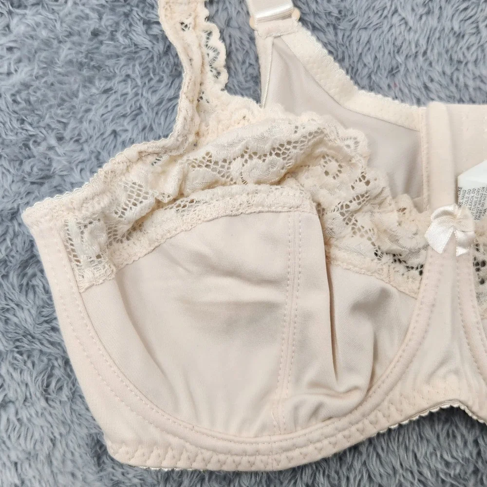 Curvy Couture Bra Womens 38D Nude Tulip Lace‎ Push Up Underwire Bombshell Nude